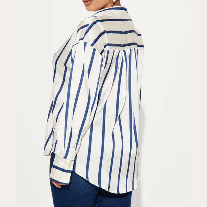 Camicia donna satinata a righe elegante e raffinata