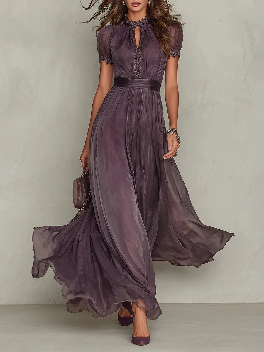 Abito elegante donna in chiffon con pizzo vintage