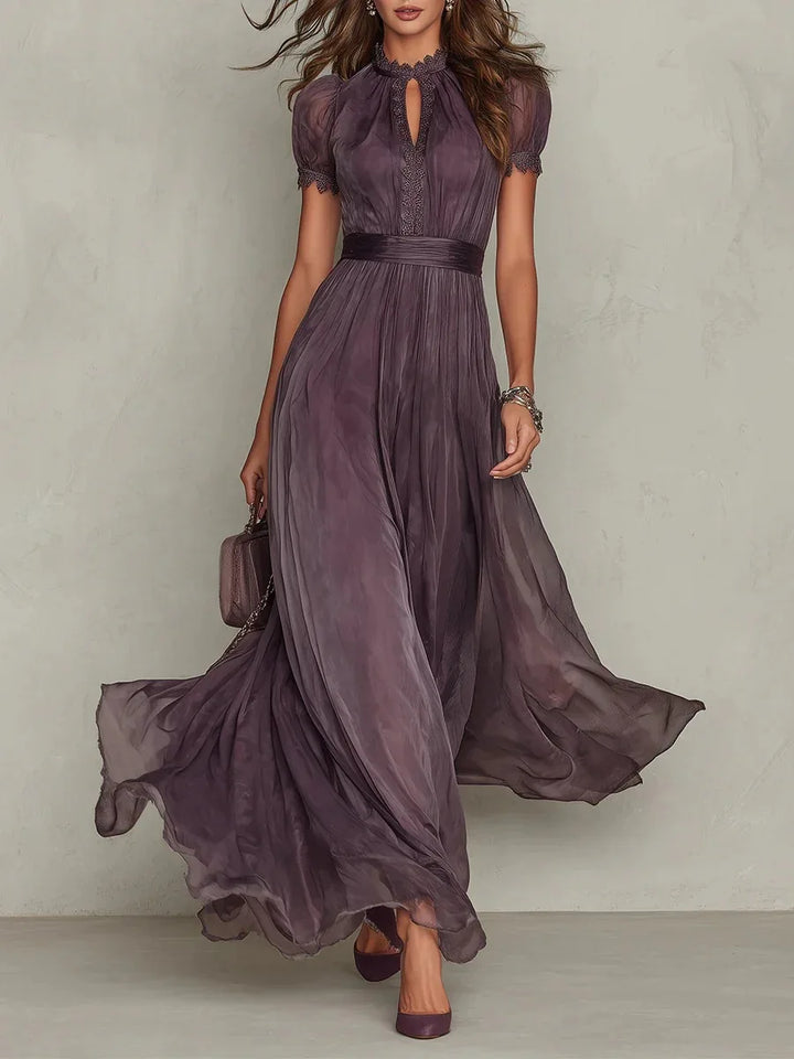 Abito elegante donna in chiffon con pizzo vintage