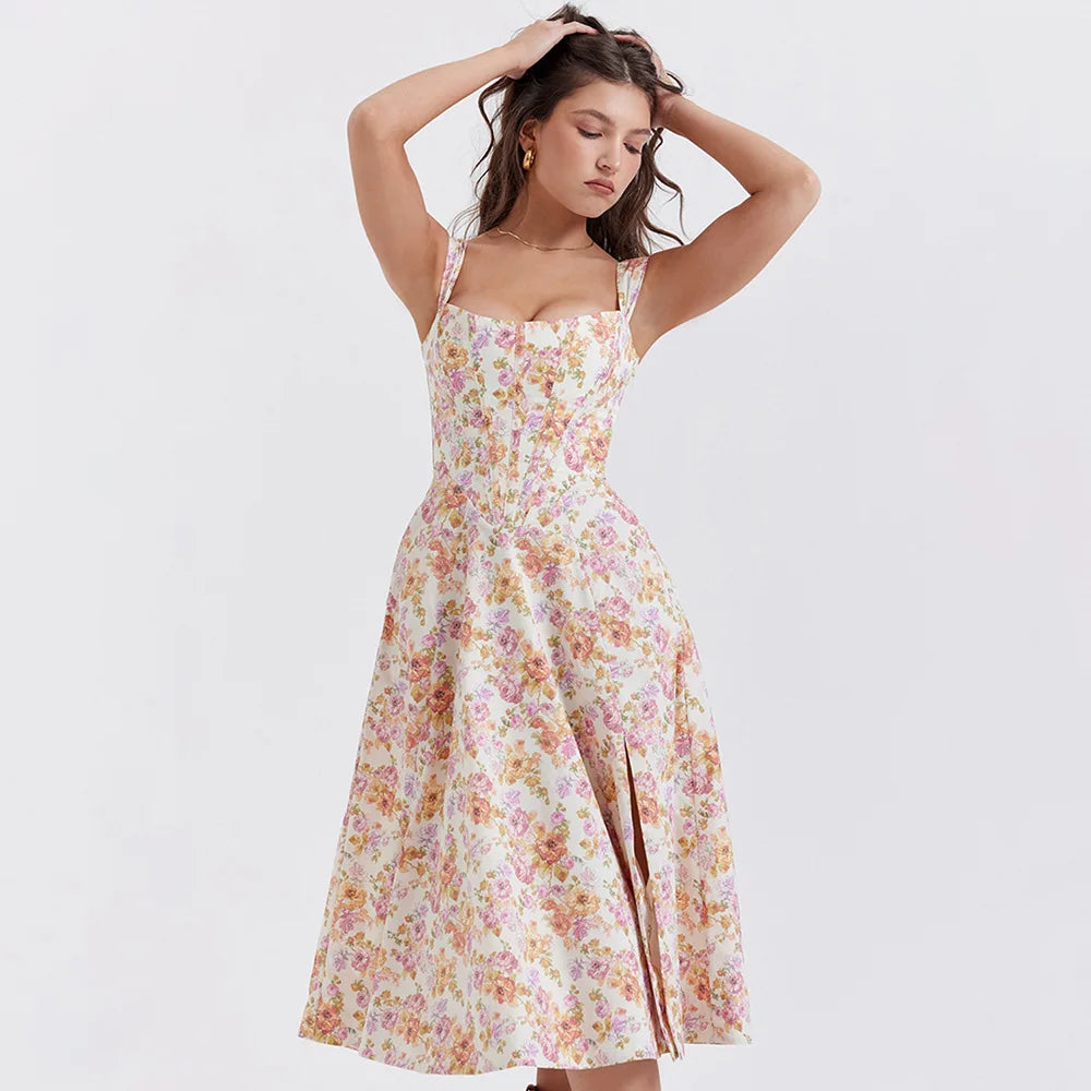 Abito midi floreale elegante e femminile da donna