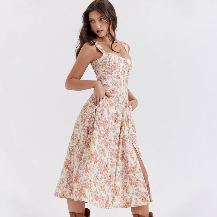 Abito midi floreale elegante e femminile da donna