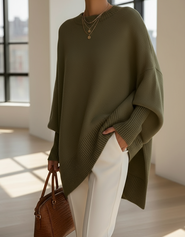 Maglione poncho donna morbido ed elegante oversize