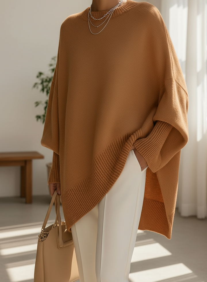 Maglione poncho donna morbido ed elegante oversize
