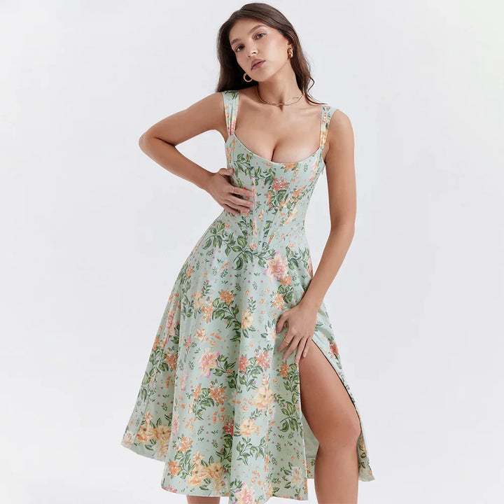 Abito midi floreale elegante e femminile da donna