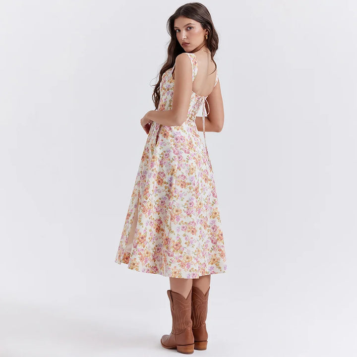 Abito midi floreale elegante e femminile da donna