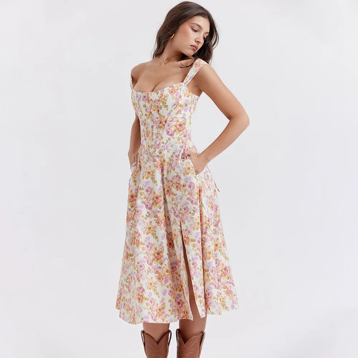 Abito midi floreale elegante e femminile da donna