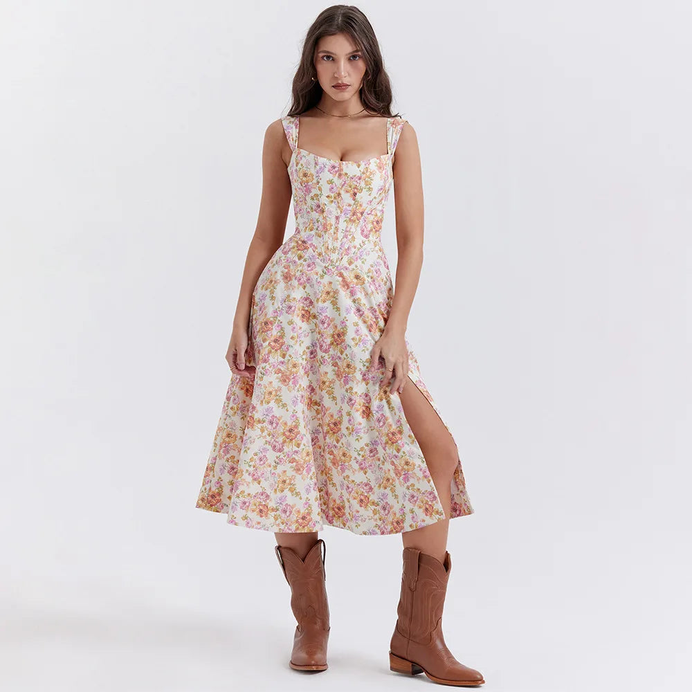 Abito midi floreale elegante e femminile da donna