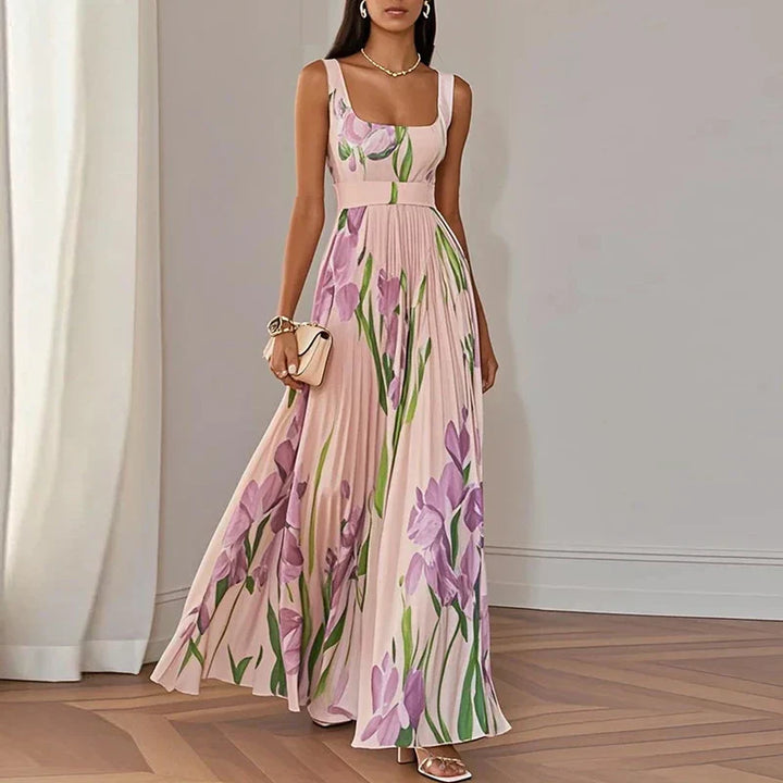 Abito maxi floreale donna in seta naturale