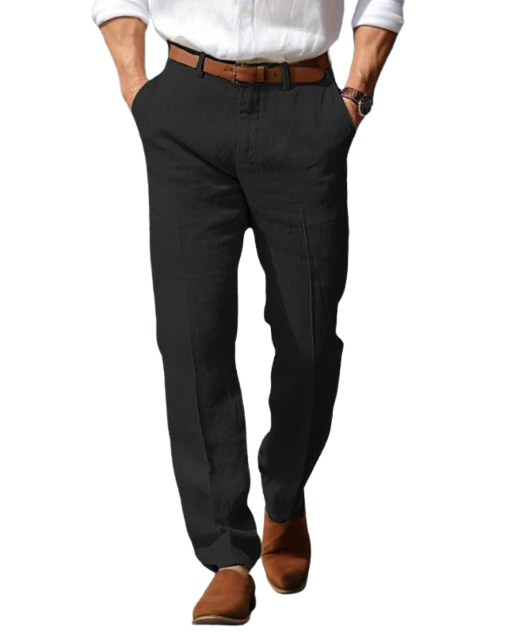 Pantaloni uomo eleganti in lino leggeri e traspiranti