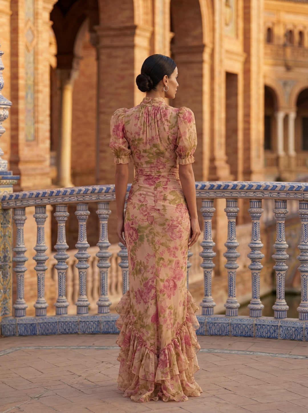 Abito elegante in chiffon floreale raffinato per donna