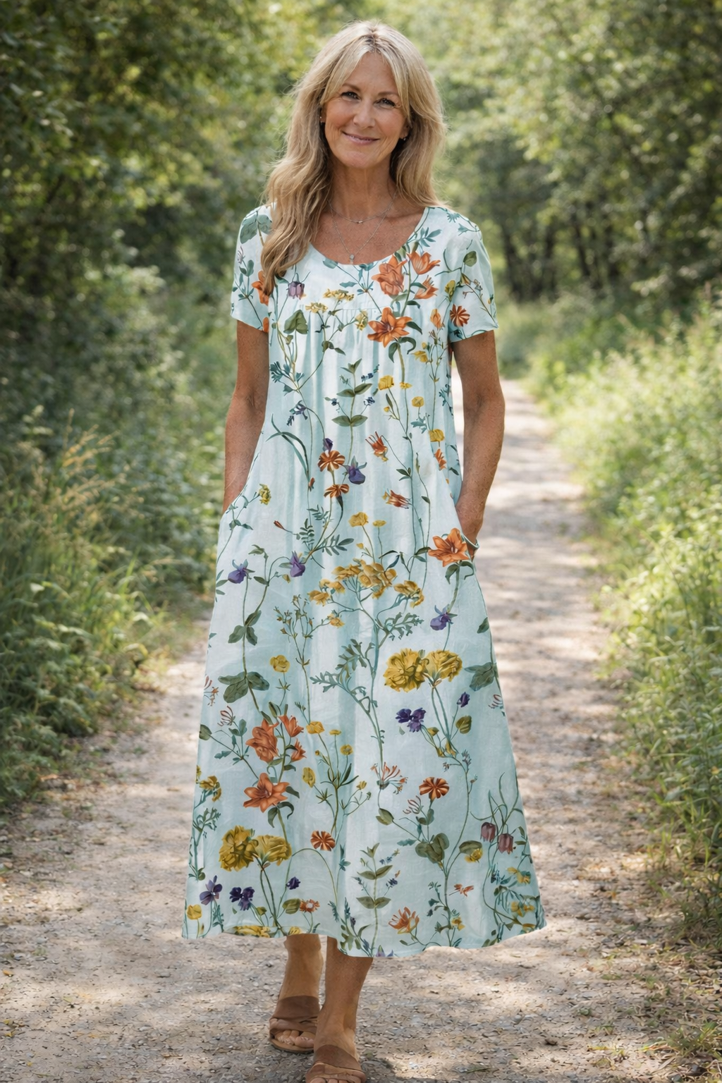 Abito floreale elegante e valorizzante per donna