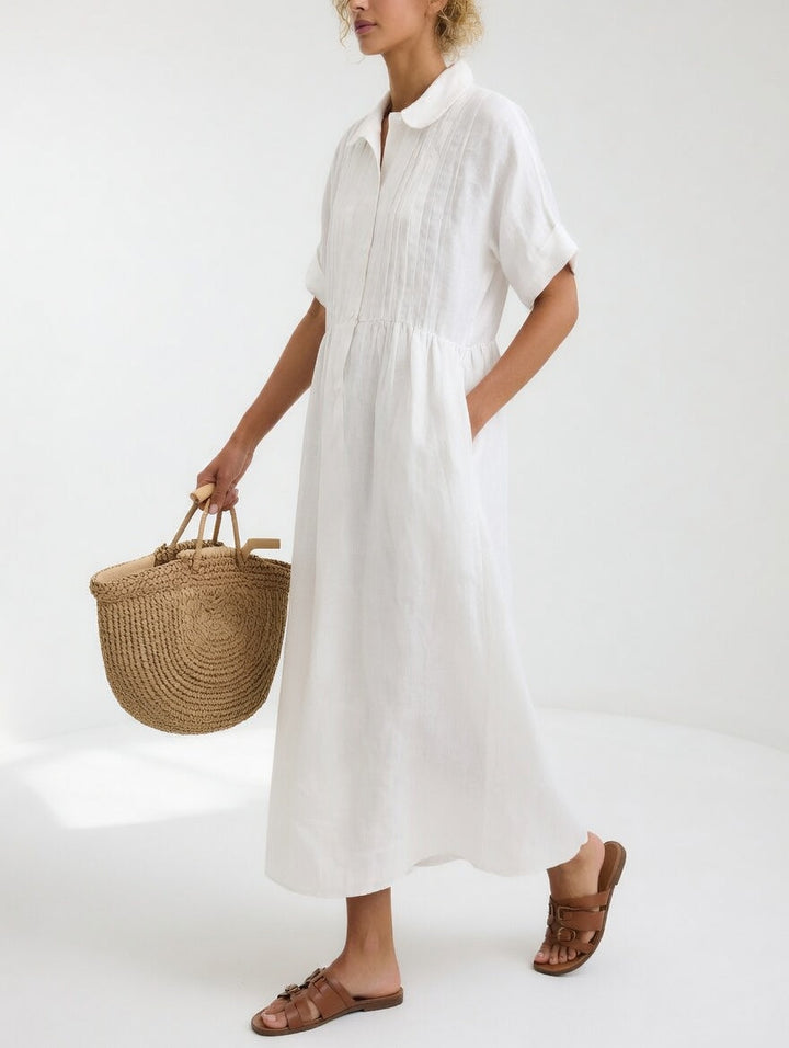 Abito chemisier lungo donna in cotone leggero