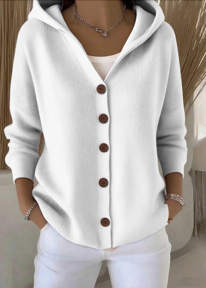 Cardigan donna morbido con cappuccio elegante casual