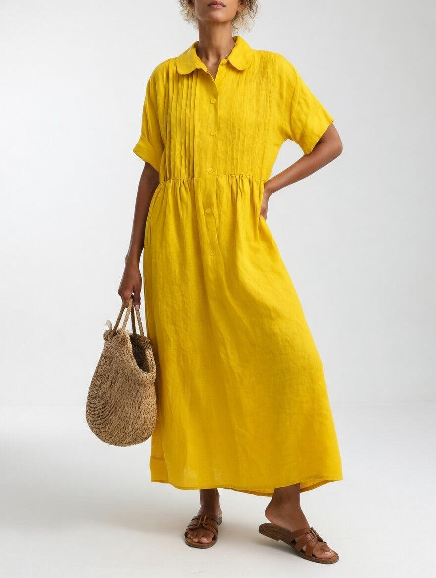 Abito chemisier lungo donna in cotone leggero