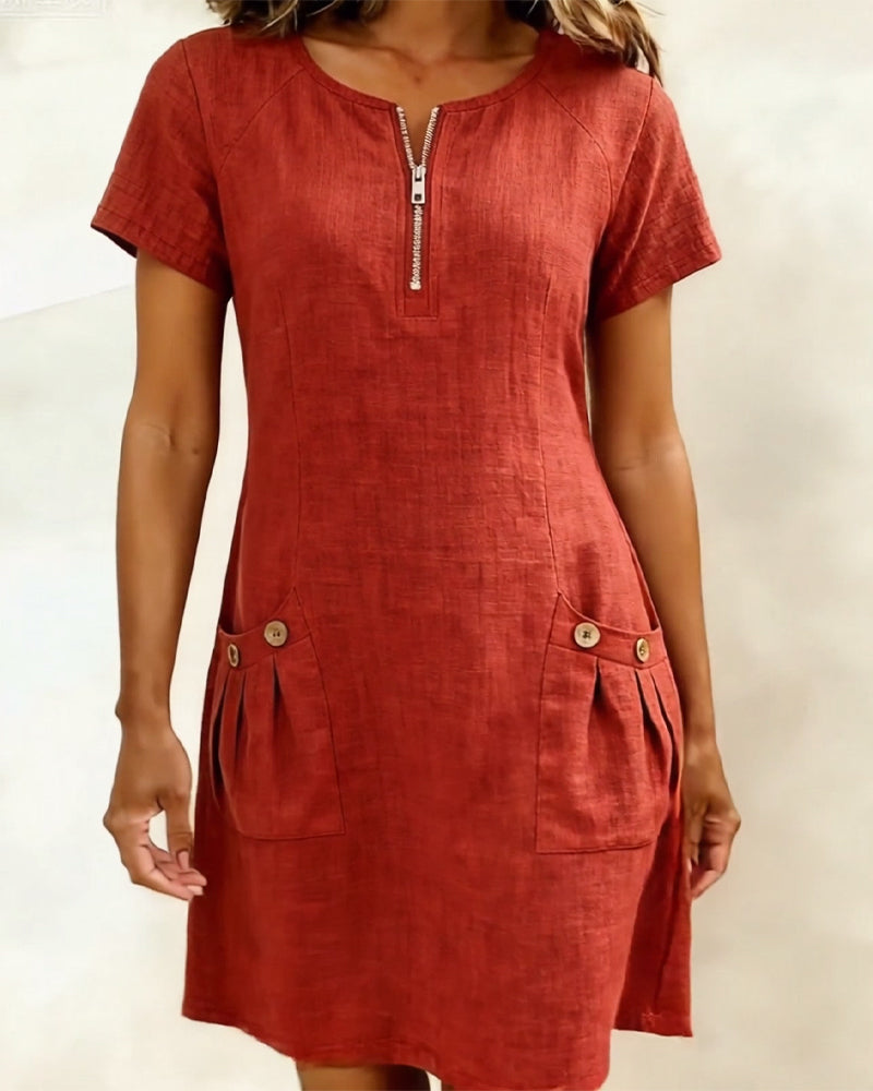 Abito donna in cotone e lino elegante e leggero