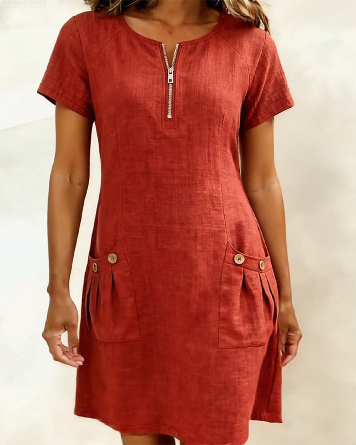 Abito donna in cotone e lino elegante e leggero
