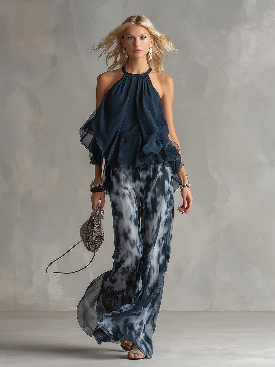 Completo donna elegante estivo con pantaloni larghi