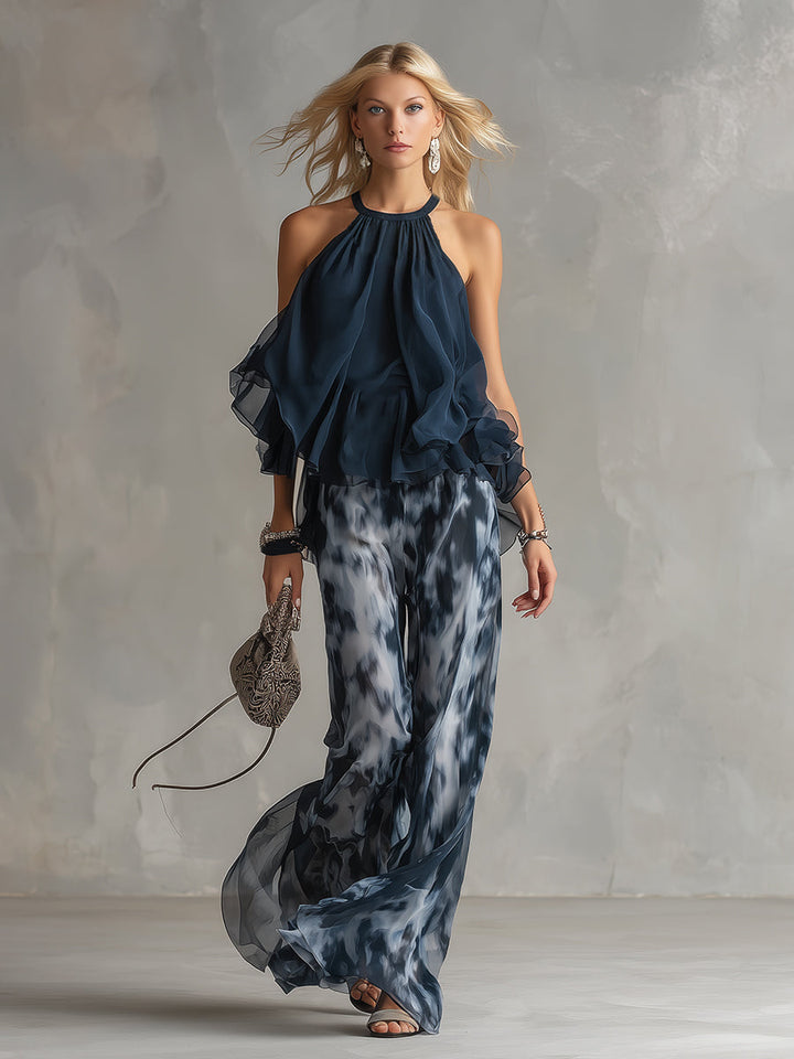 Completo donna elegante estivo con pantaloni larghi