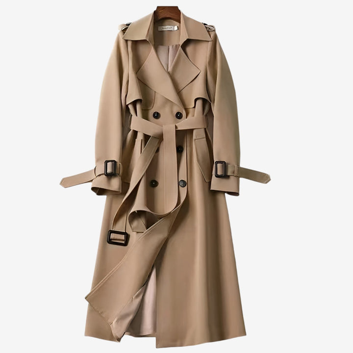 Trench donna elegante classico lungo con cintura regolabile