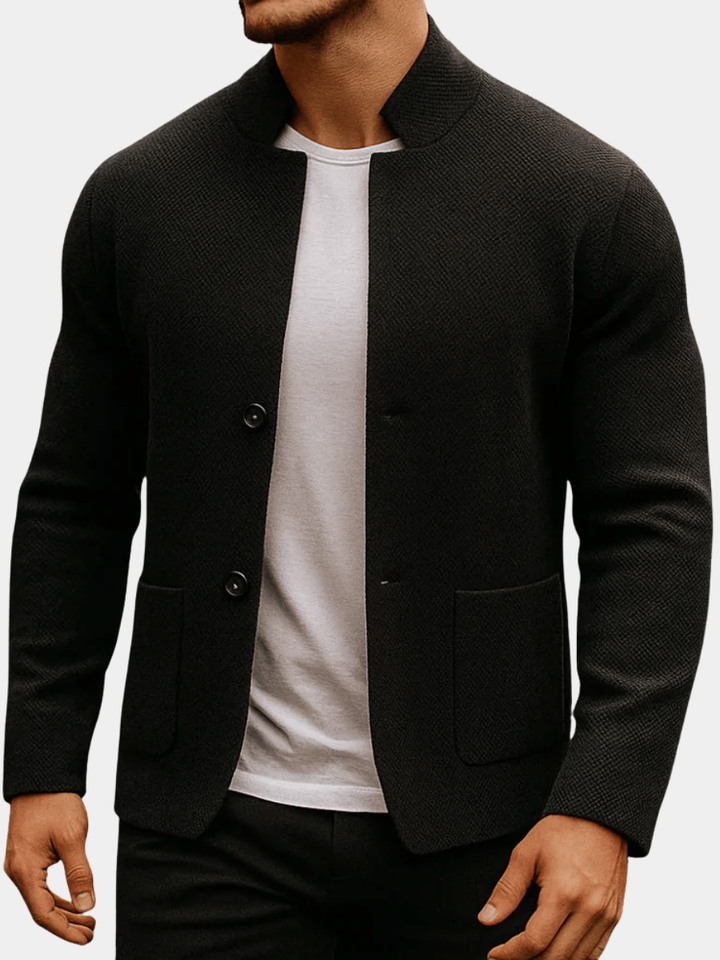 Gilet elegante in maglia con collo alla coreana per uomo