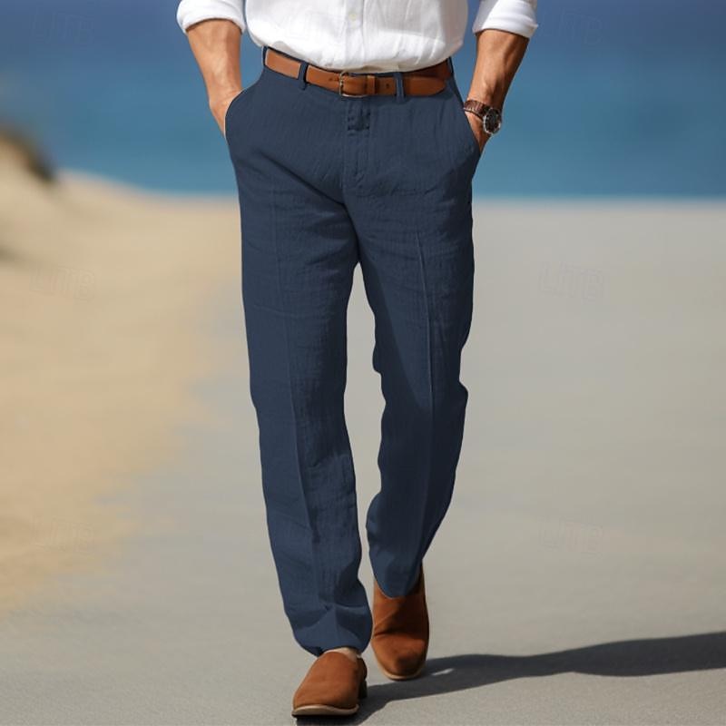Pantaloni uomo eleganti in lino leggeri e traspiranti