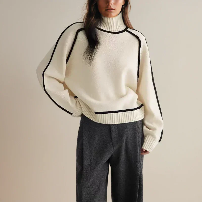 Maglione donna elegante morbido con collo alto caldo