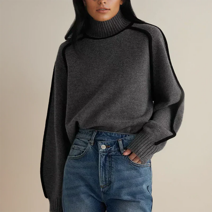 Maglione donna elegante morbido con collo alto caldo