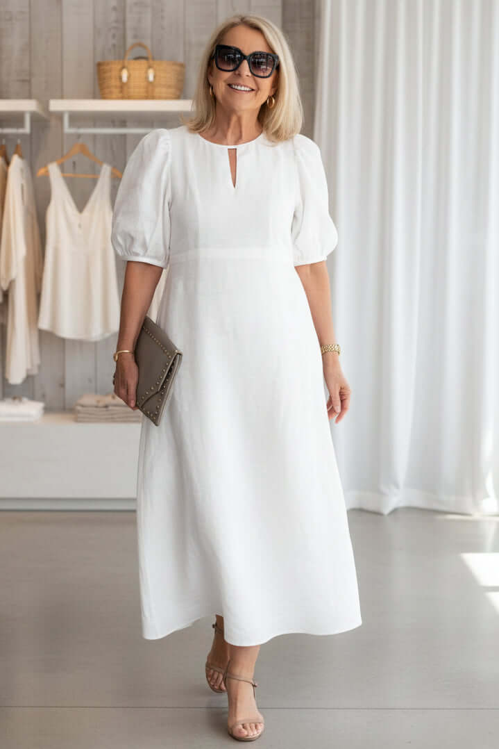 Abito midi elegante strutturato da donna