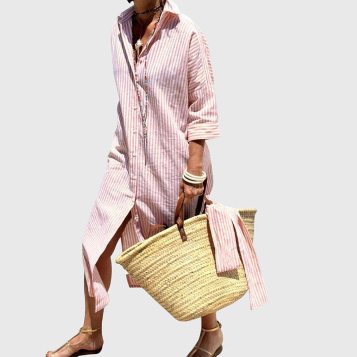 Abito a righe elegante e fluido per donna