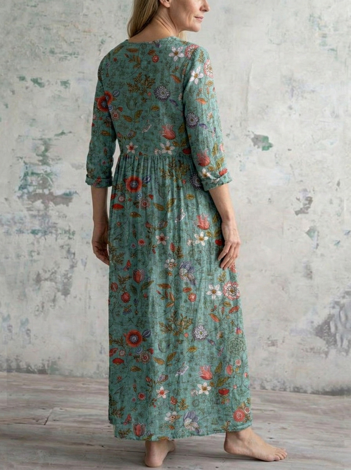 Abito lungo fluido in cotone da donna elegante e leggero