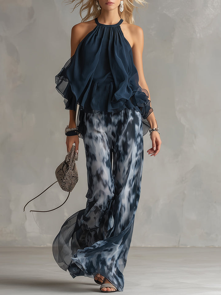 Completo donna elegante estivo con pantaloni larghi