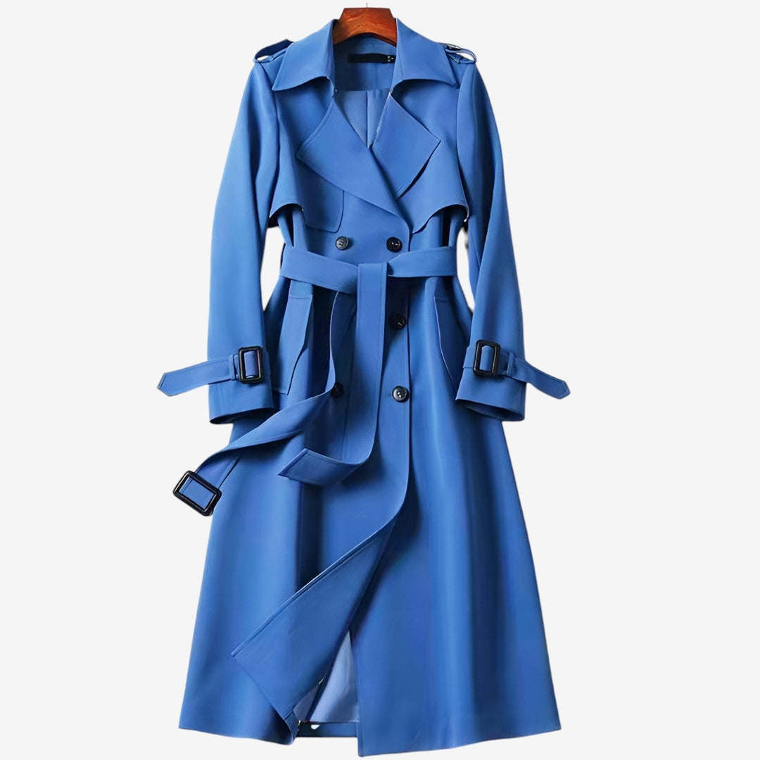 Trench donna elegante classico lungo con cintura regolabile