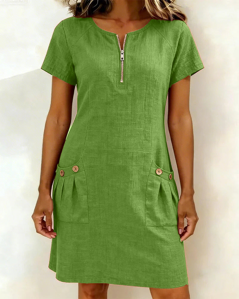 Abito donna in cotone e lino elegante e leggero