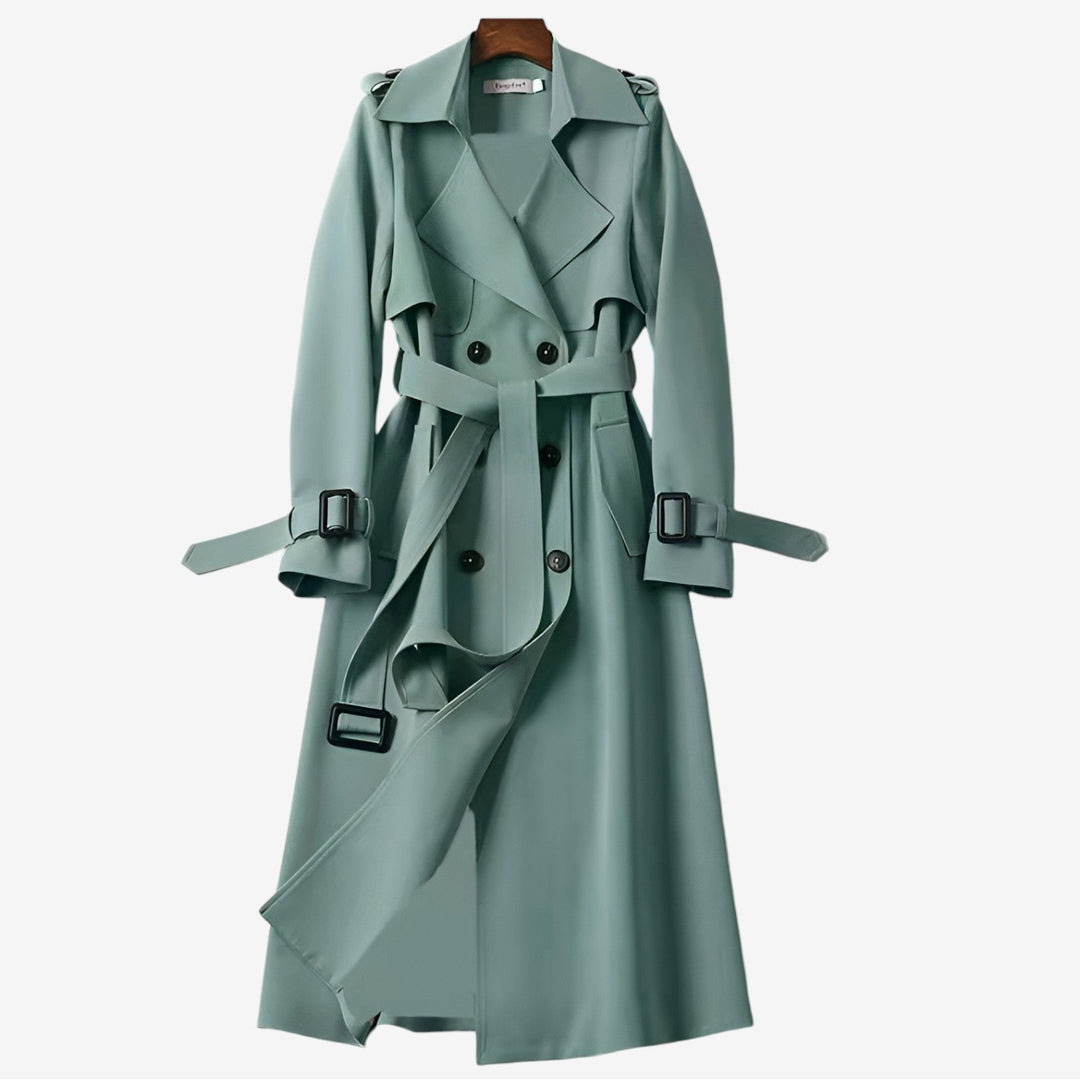 Trench donna elegante classico lungo con cintura regolabile