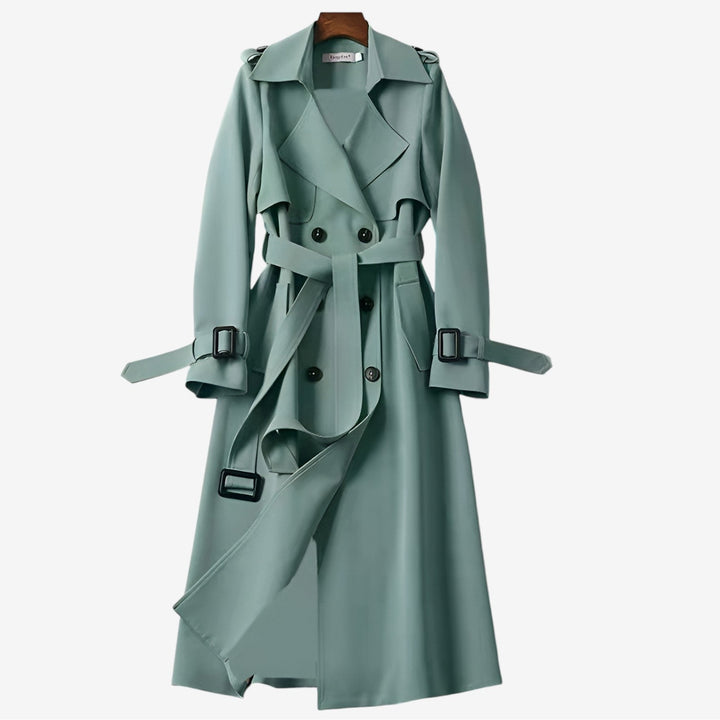 Trench donna elegante classico lungo con cintura regolabile