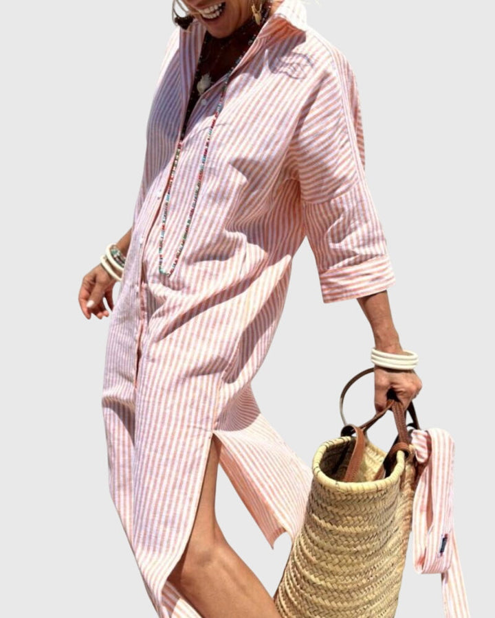Abito a righe elegante e fluido per donna