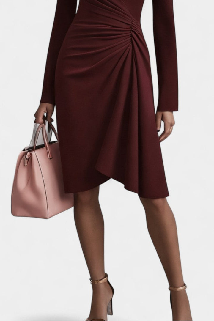 Abito elegante a portafoglio con scollo a V per donna