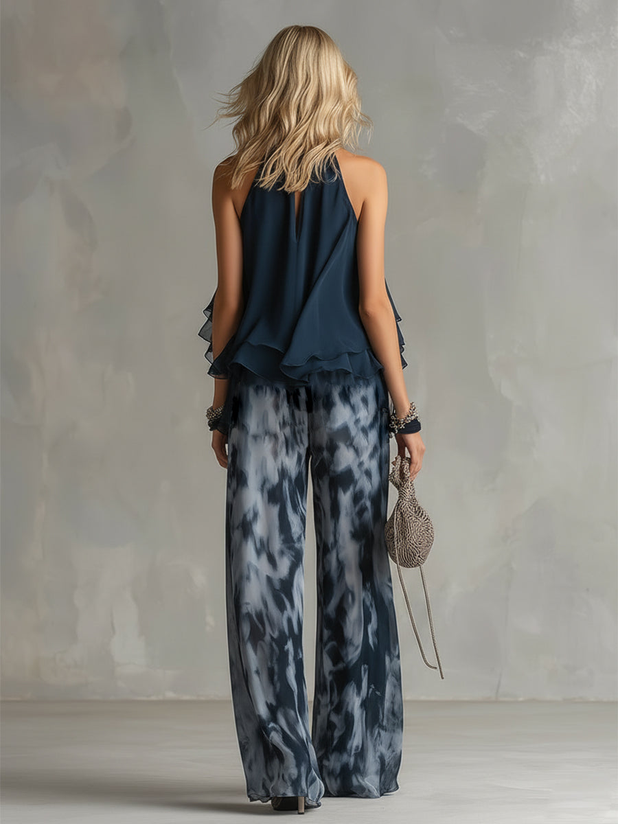 Completo donna elegante estivo con pantaloni larghi