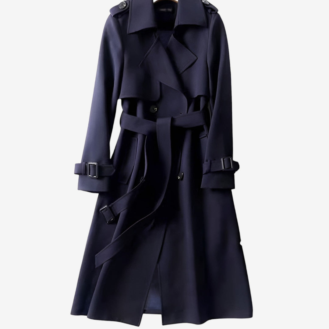 Trench donna elegante classico lungo con cintura regolabile