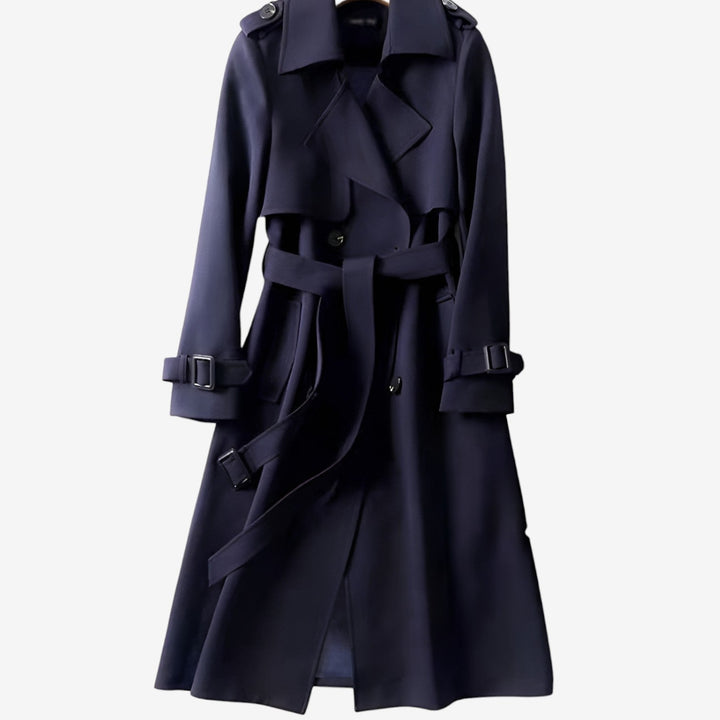 Trench donna elegante classico lungo con cintura regolabile