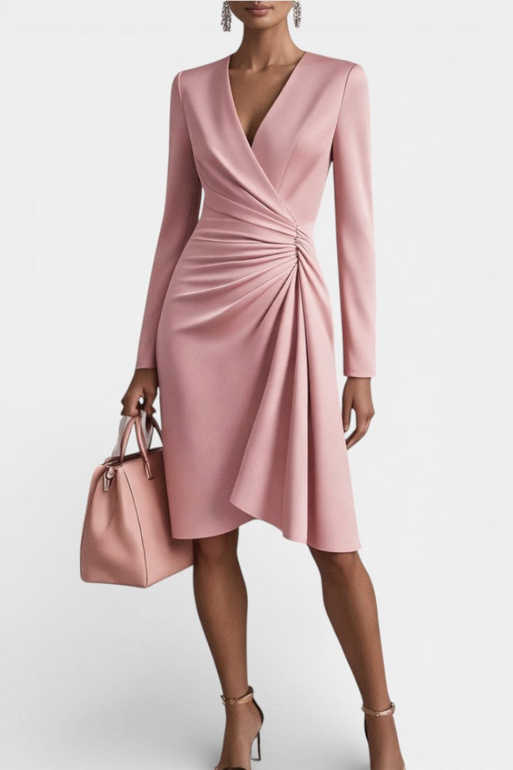 Abito elegante a portafoglio con scollo a V per donna