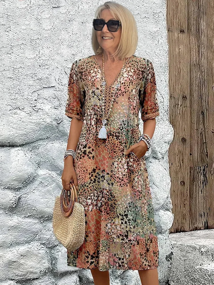 Abito midi floreale elegante e leggero per donna