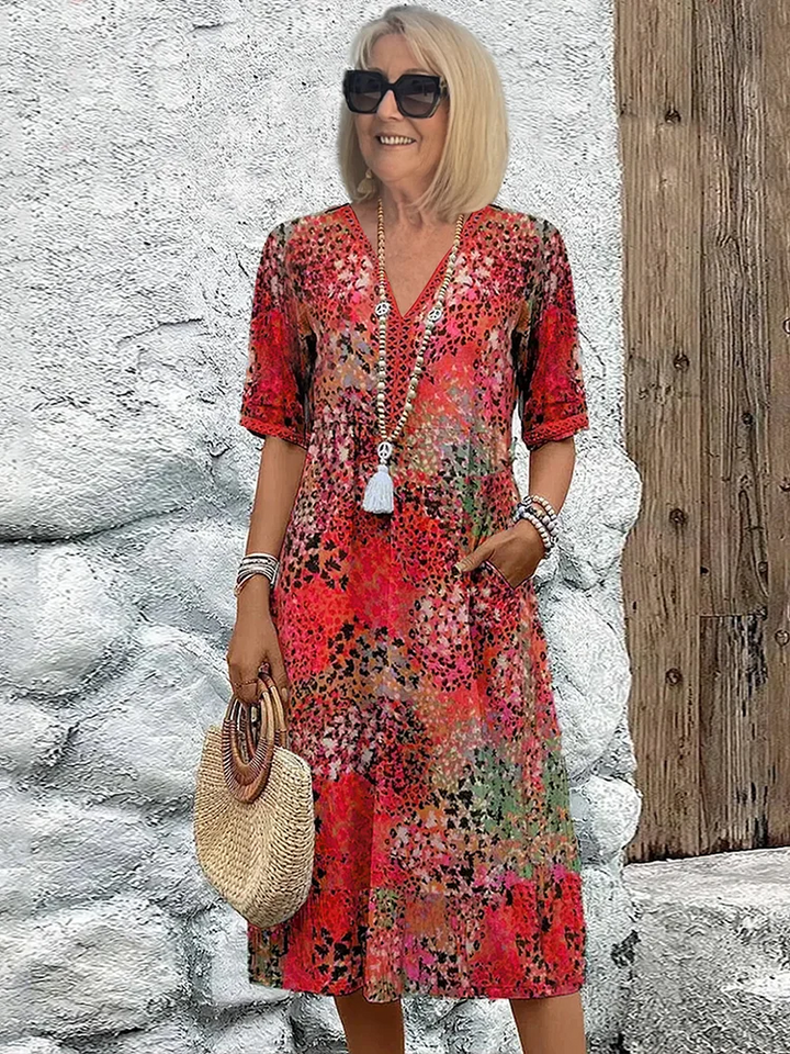 Abito midi floreale elegante e leggero per donna