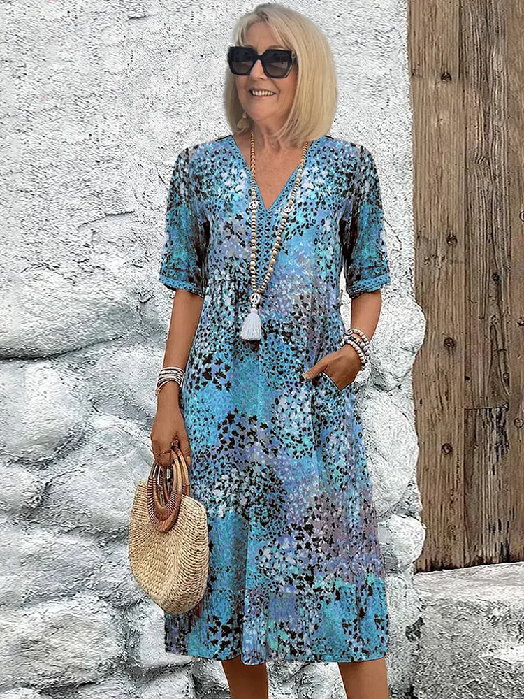 Abito midi floreale elegante e leggero per donna