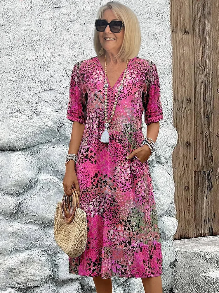 Abito midi floreale elegante e leggero per donna