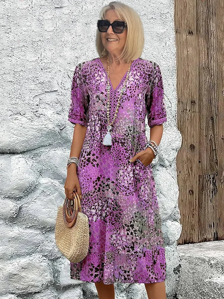 Abito midi floreale elegante e leggero per donna