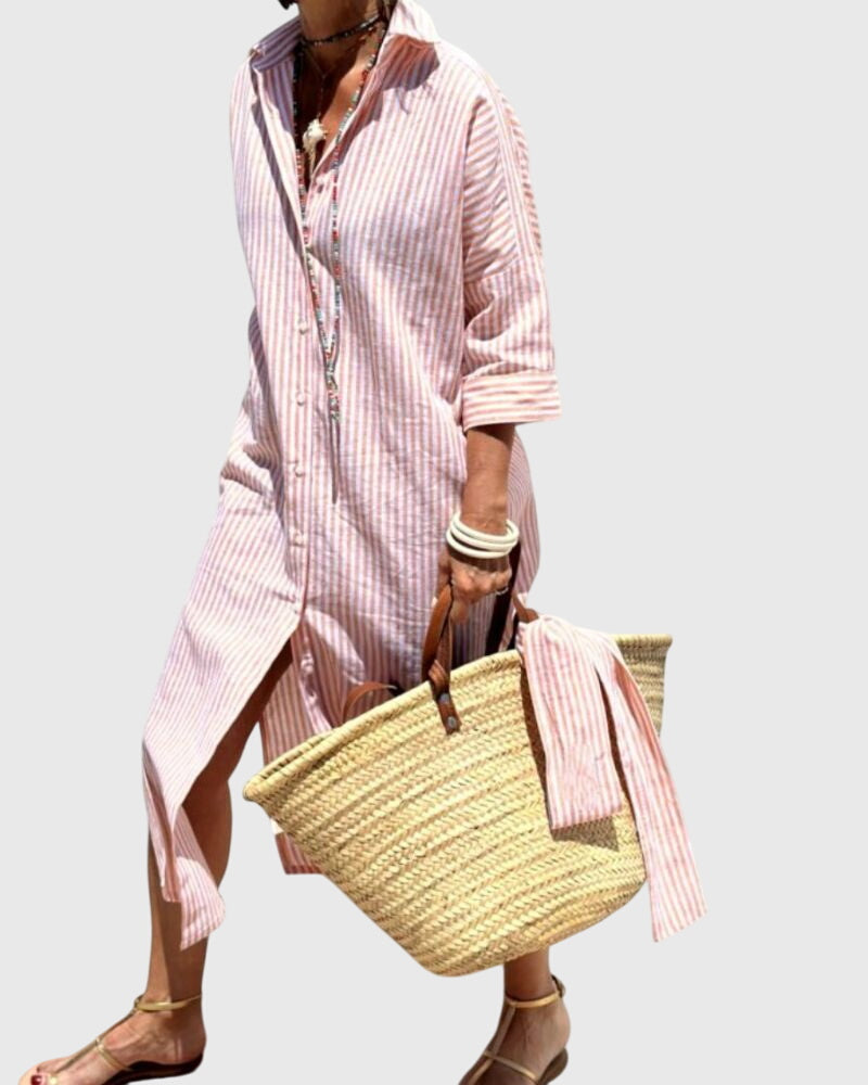 Abito a righe elegante e fluido per donna