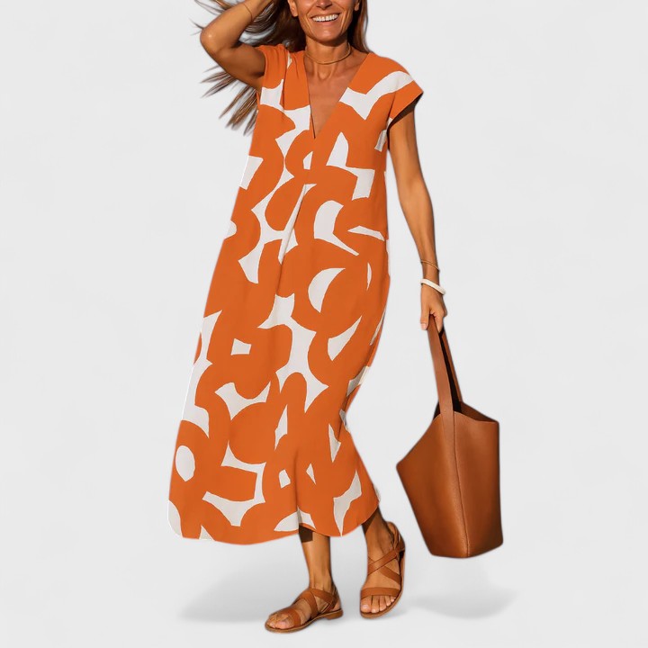 Abito fluido con scollo a V elegante e leggero per donna