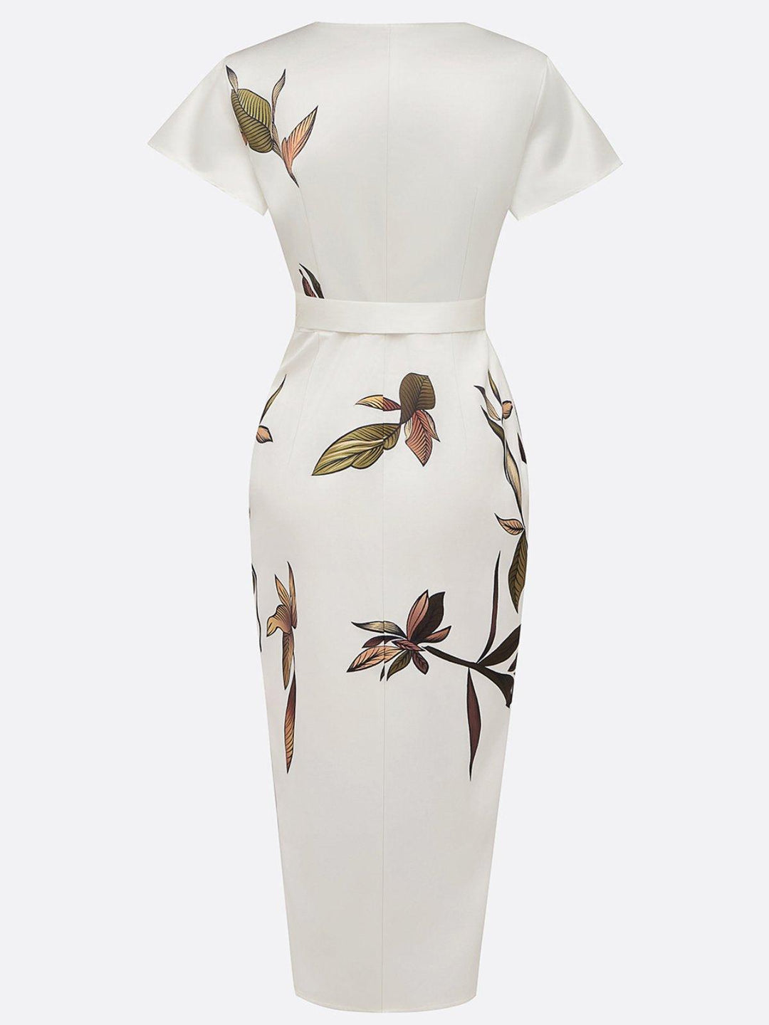 Abito portafoglio donna elegante con stampa botanica