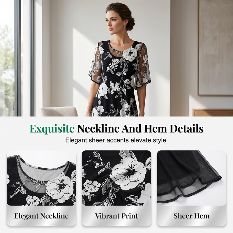 Abito elegante donna in chiffon floreale leggero